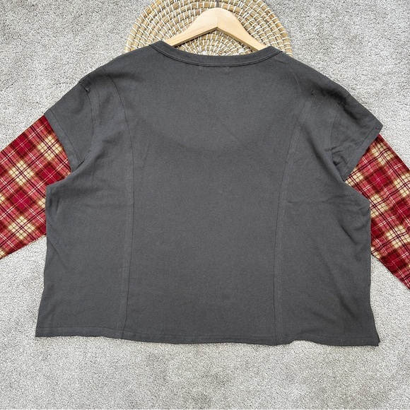SOLD | Natural Life Penny Layered Knee Tee Top Longsleeve Boho in Charcoal Multi - Picture 8 of 14